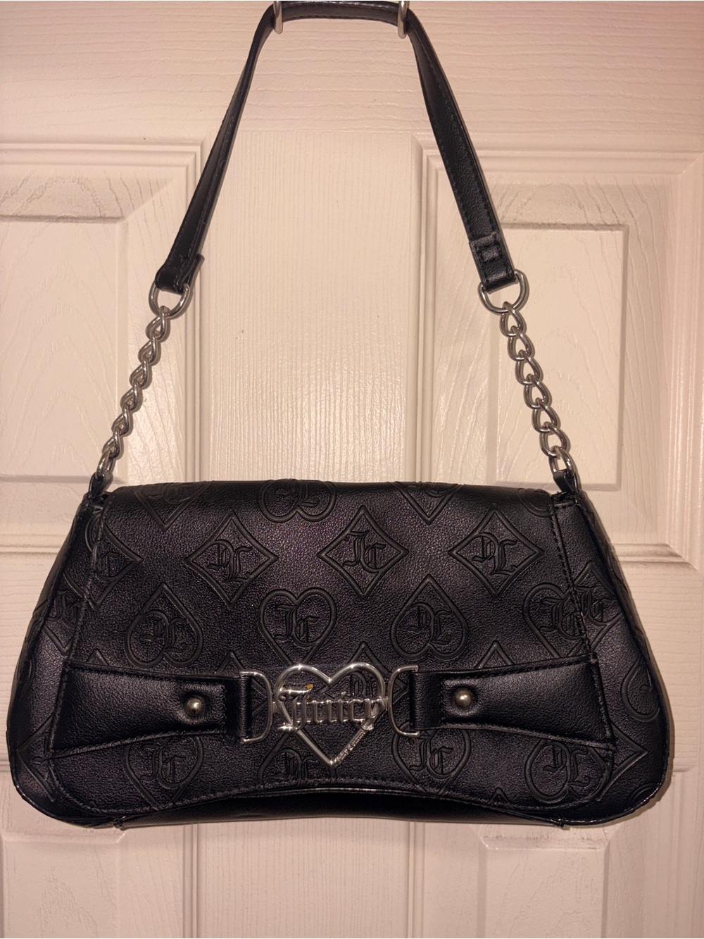 Juicy Couture Black Embossed Heart Logo Shoulder Bag